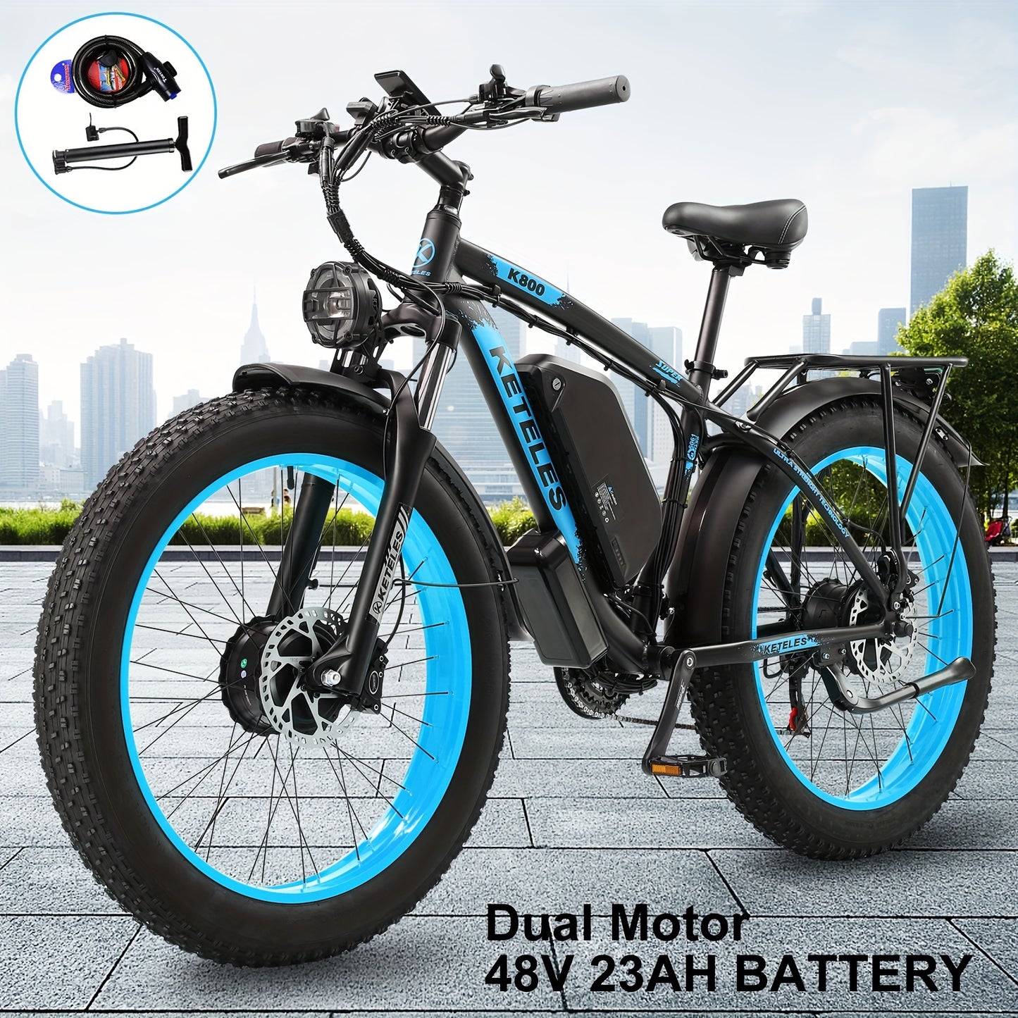 26" Electric Bike For Adults, 7 Speed Electric Scooter With 48V 1104Wh Removable Lithium-Ion Battery, 500W Brushless Motor, 19mph, Up To 50 Miles, Electric Dirt Bike, Dual Motor
