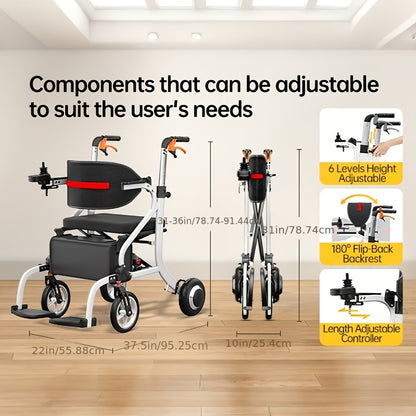 Versatile 2-In-1 Electric Wheelchair And Walker, Featuring a Lightweight Aluminum Alloy Frame That Weighs 38 Pounds. It'S Easy to Transport, Offers an Impressive Range of 20 Miles, And Can Support Up to 300 Pounds