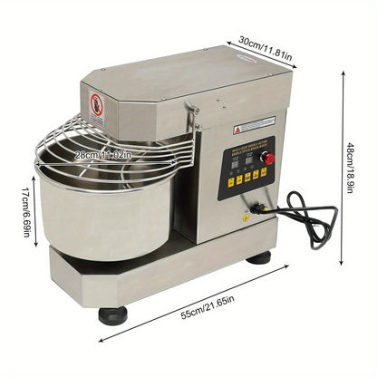 Commercial Food Mixer, 750W Dual Rotating Dough Mixer, Stand Mixer with Stainless Steel Bowl, 10.5Qt Capacity, Security Shield Included, Baking Equipment for Restaurant Pizzeria
