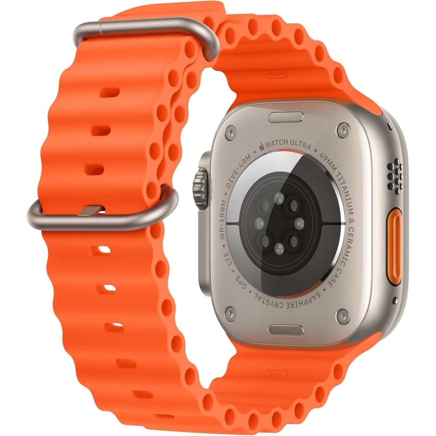 Apple Watch Ultra 2 With AppleCare+ (1 Years) [GPS + Cellular, 49mm] - Titanium Case with Orange Ocean Band, One Size CPO Condition