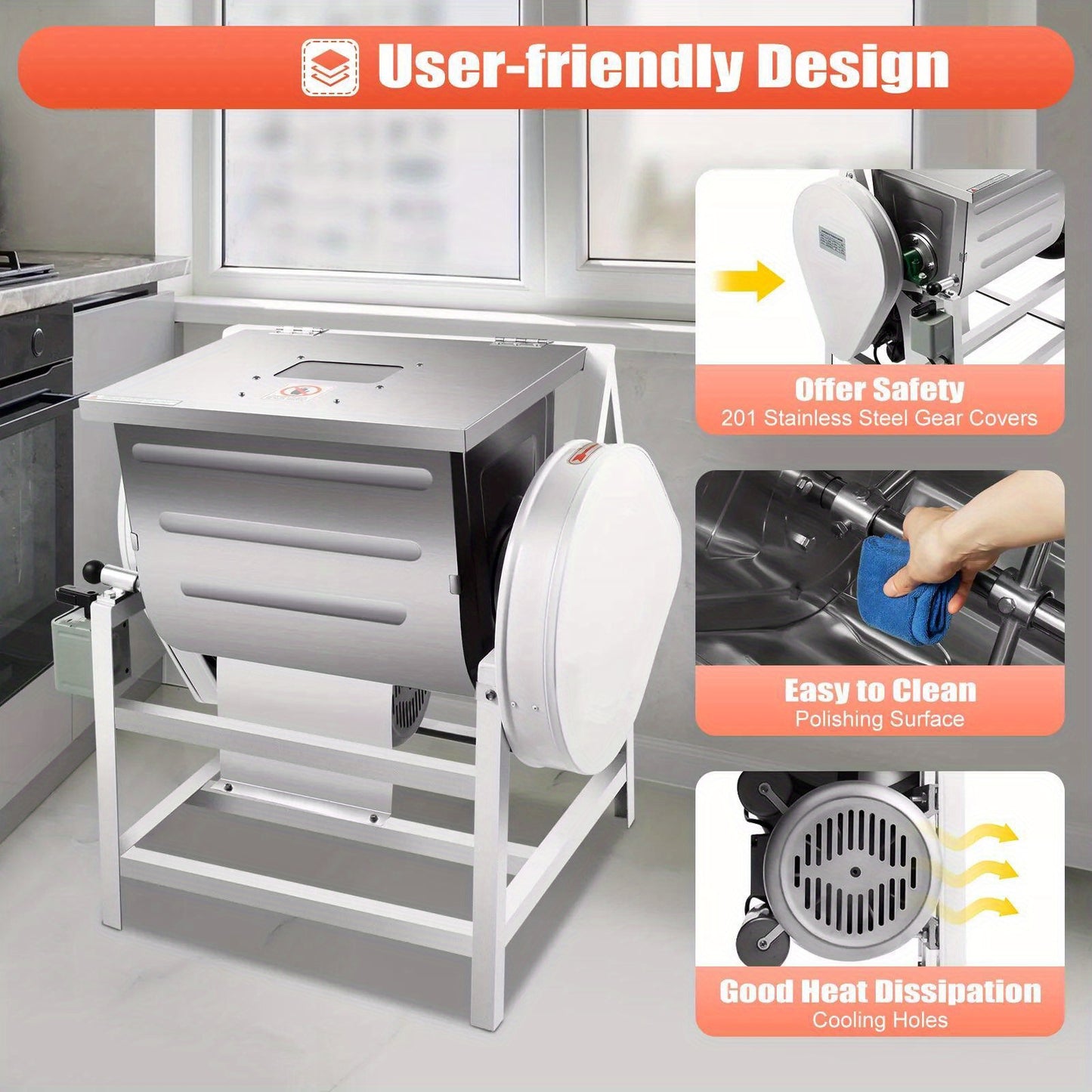 Commercial Grade 110V Electric Mixer - 30 QT/ 33.07LB Capacity for Flour, Meat, And More