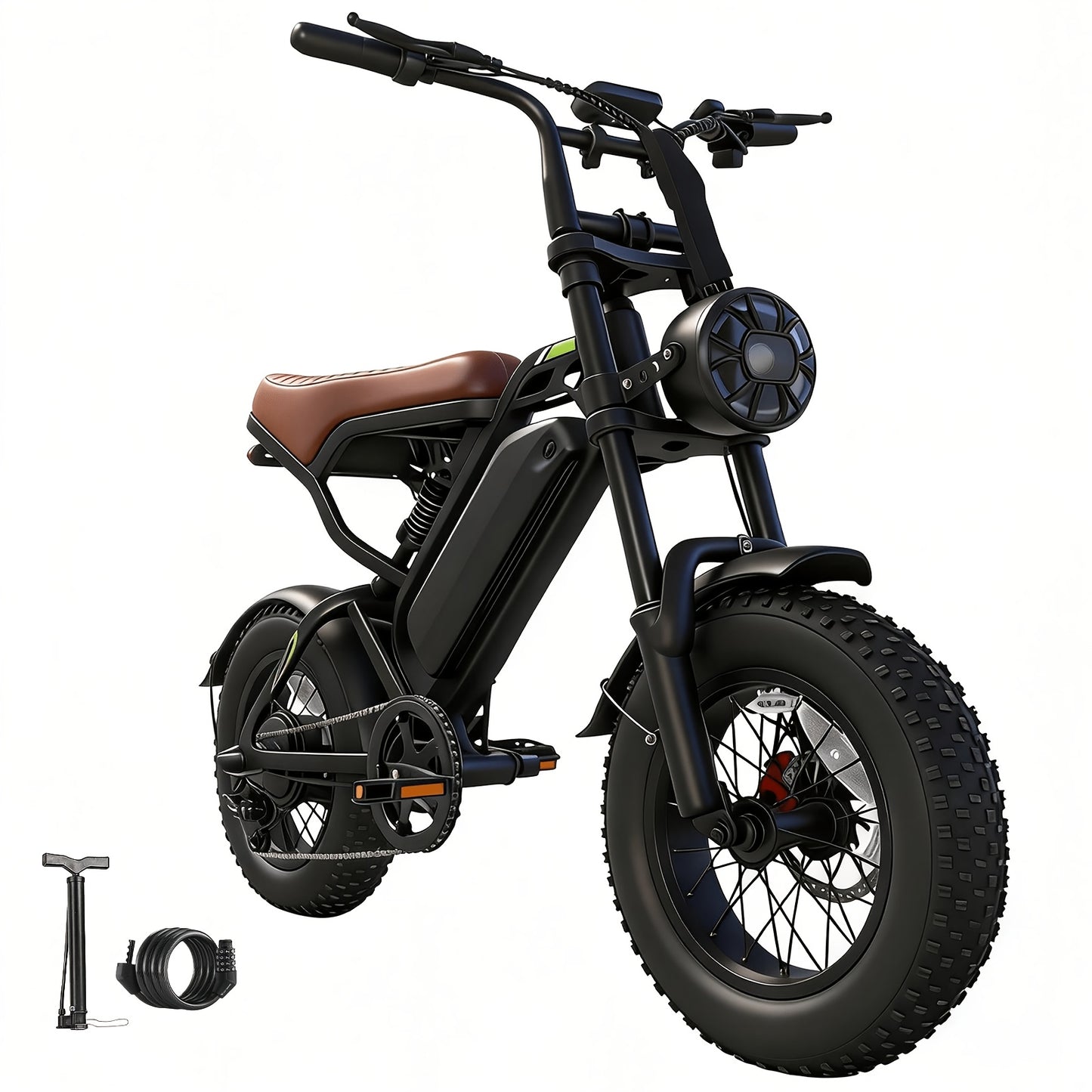 Electric Bike for Adults, 48V 15.6Ah Removable Battery, 19.8MPH Top Speed, 35-45 Mile Range, 16"x4" Tire, Double Shock Absorber, Dual Disc Brakes, High Carbon Steel Frame