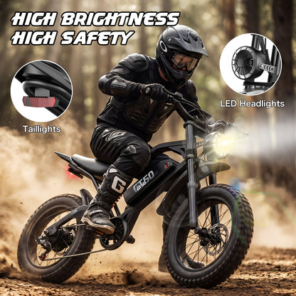Electric Bike for Adults Teens, 749W Peak Off-Road Ebike, 27.9MPH And 65Miles, 20 X 3In Portable Electric Bike, Dual Suspension And Dual Brake, Commuting Ebike with Long-Seat, 365LBS