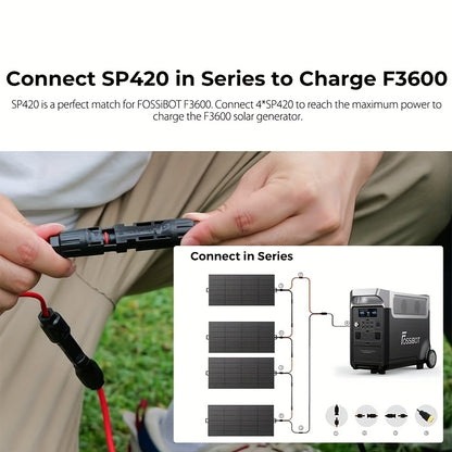 FOSSiBOT F3600 Pro 3840Wh Portable Power Station + 1 X 420W Collapsible Solar Panel 3600W Solar Generator And Li-Iron Phosphate Batteries 1.8H Fast Charge, 5x120V AC Outlet for Home, Camping, Emergency Fast Energy Storage.