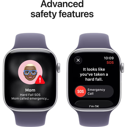 Apple Watch Series 11 46mm (GPS + Cellular) Aluminum Silver with Medium/Large Purple Sport Band (Original Box + Accessories) - Premium