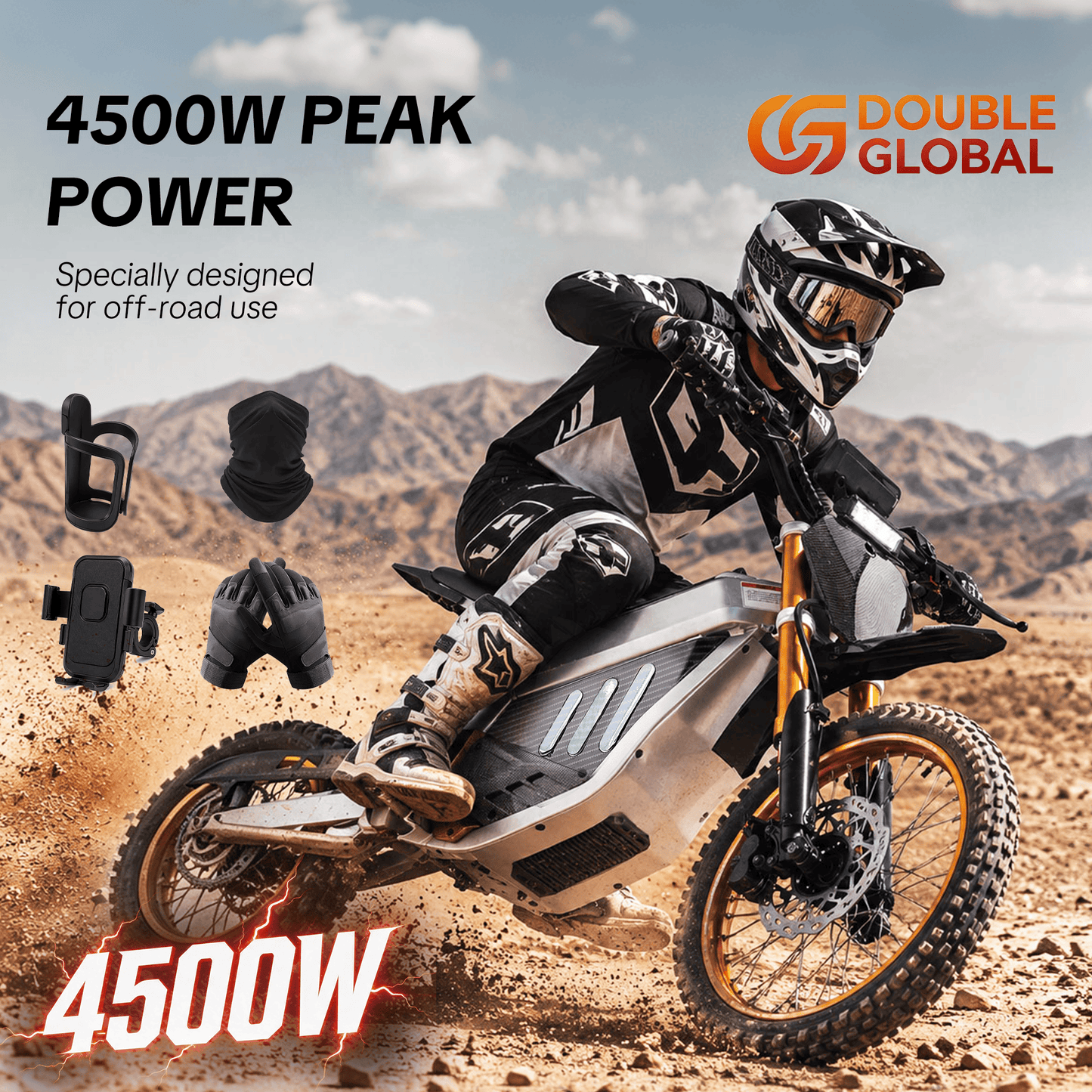 Electric Motorcycle 4500W High Power Motor, 48V 30Ah Long Range Battery, Up to 50 Miles Range, Aluminum Alloy Frame, Fast Electric Scooter for Adults, Durable Off-Road Commuter E-Bike, High Speed Performance, LED Display,