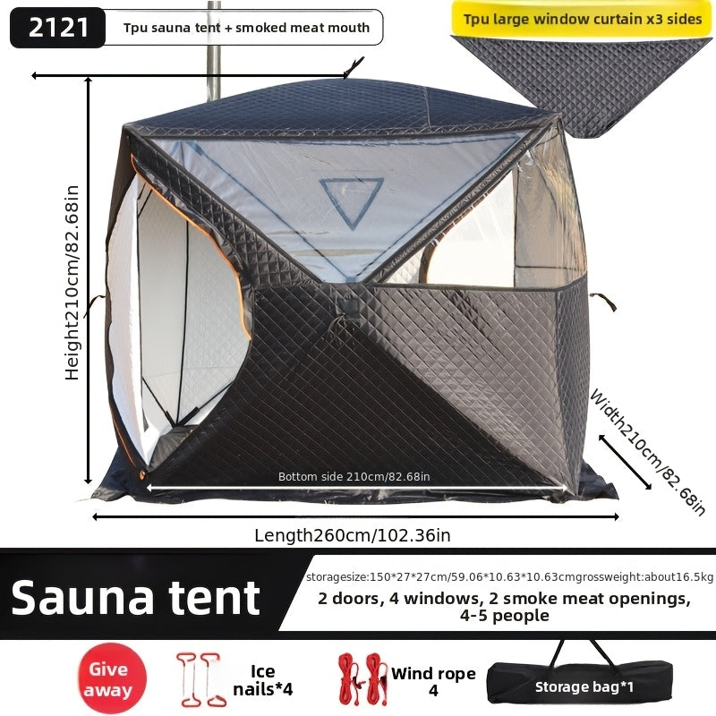Winter Outdoor Ice Fishing Sauna Tent | Cold-Proof Construction, Thickened Winter Fishing Insulation, Polyester Frame Tent with Zipper Closure