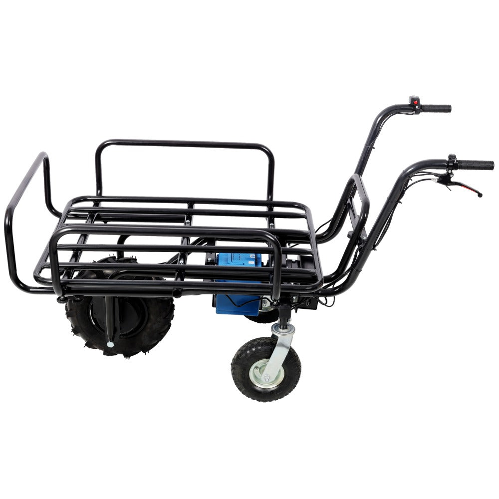 24V DC 350W Electric Transportation Cart, 265Lbs Load Utility Garden Dump Cart with Metal Handle And 16' Track Wheels, Heavy Duty Yard Lawn Wagon for Backyard Farm Outdoor Gardening Cargo Transport
