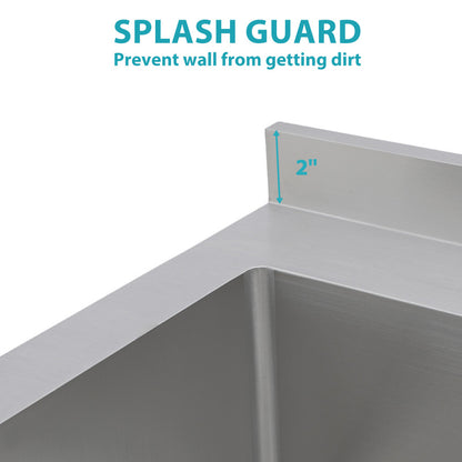 21'D X 36'W X 35.5'H Stainl Steel Large Utility Sink Single Bowl Freestanding Commercial Restaurant Sink with Pull-Out Faucet Utility Sink for Laundry Room Garage Kitchen