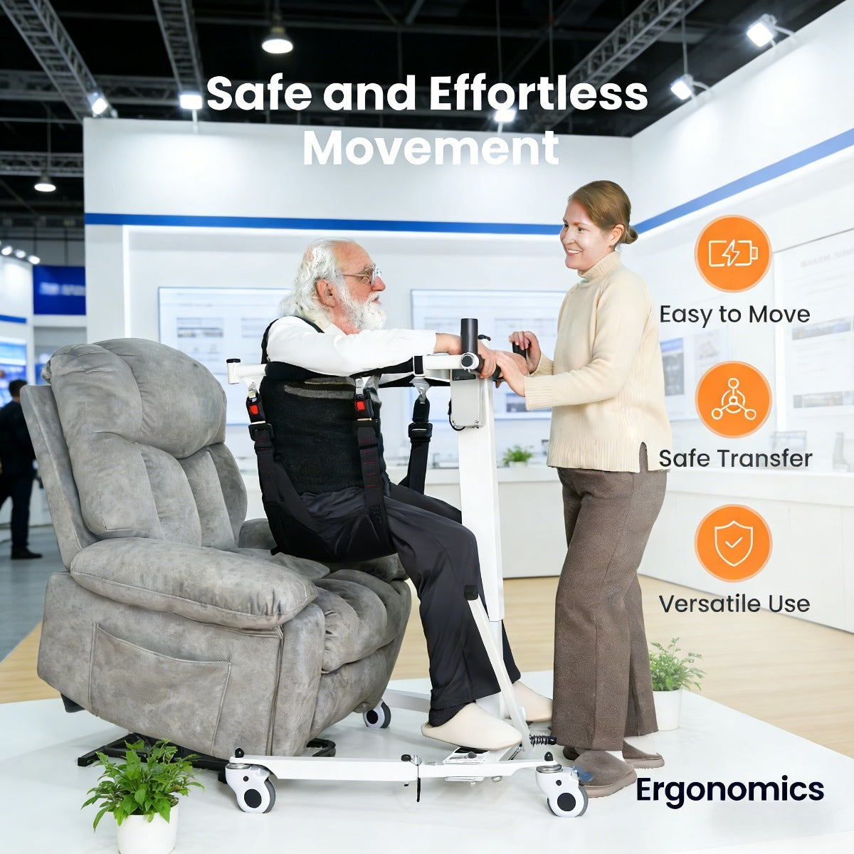 Foldable Electric Transfer Lift, MAIDeSITe Q6 Patient Lift Assist Chair, Seniors Mobility Aid For Home Nursing Car