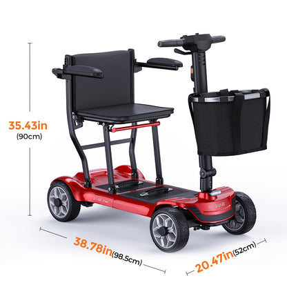Foldable 4-Wheel Mobility Scooter For Seniors, 270W, 24V 10AH Battery (Single/Double Options), Adjustable Seat & Handlebars, Basket, 8" Tires, 256lbs Capacity, 28.9 KG, Leisurely Rides, Great Gift For Valentine'S Day