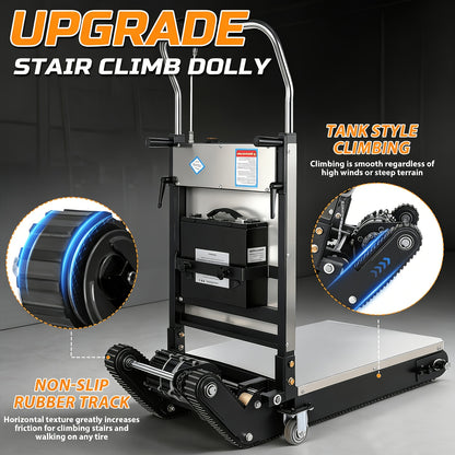 Material Handling Stair Climbing Cart, Upgraded Stair Climbing Cart, 950 Pound Capacity, Adjustable Tray Angle, Telescopic Handle, Suitable for Home Decoration And Moving