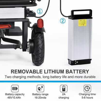 Adult Electric Scooter for Seniors, Lightweight Folding 3-Wheel Mobility E-Trike with 700W Dual Motor, Ergonomic Seat, Removable Battery, And Storage Basket - Black