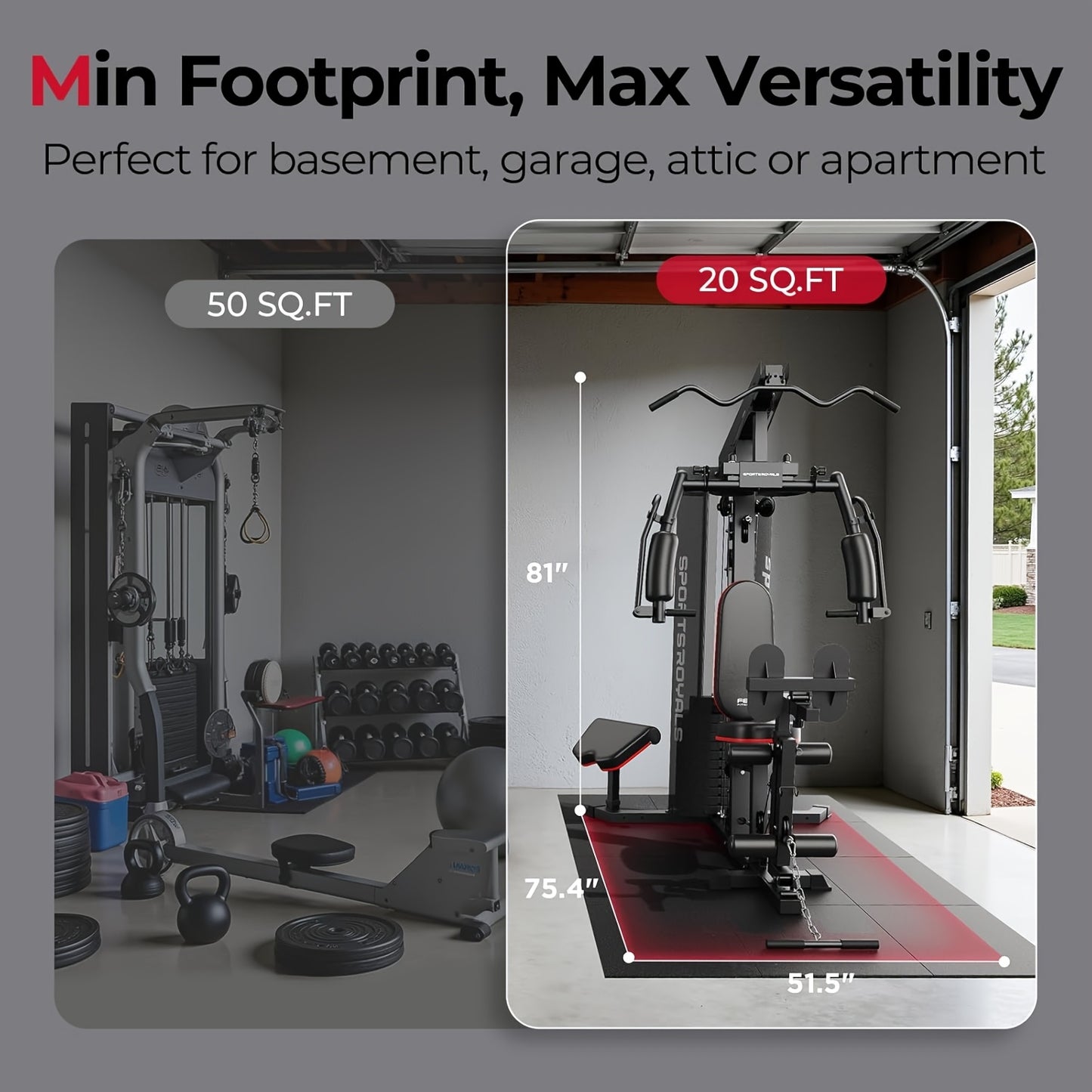 Multifunctional for home Gym Equipment, 150LBS Rustproof Weight Stack All-In-One Workout Machine, 35+ Exercise Functions with Adjustable Seat & Pulley System, Stable H-Base Full Body Trainer for Home, Garage & Apartment, Without Battery