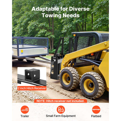 Pallet Fork Frame Attachment with 48-inch Skid Steer Pallet Forks 4000 lbs