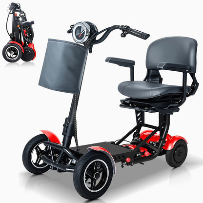 Electric Folding Four-Wheel Scooter 500W 11MPH 36V15.6AH 30 Miles Range 330LBS Load Capacity Mobility Scooter With Basket
