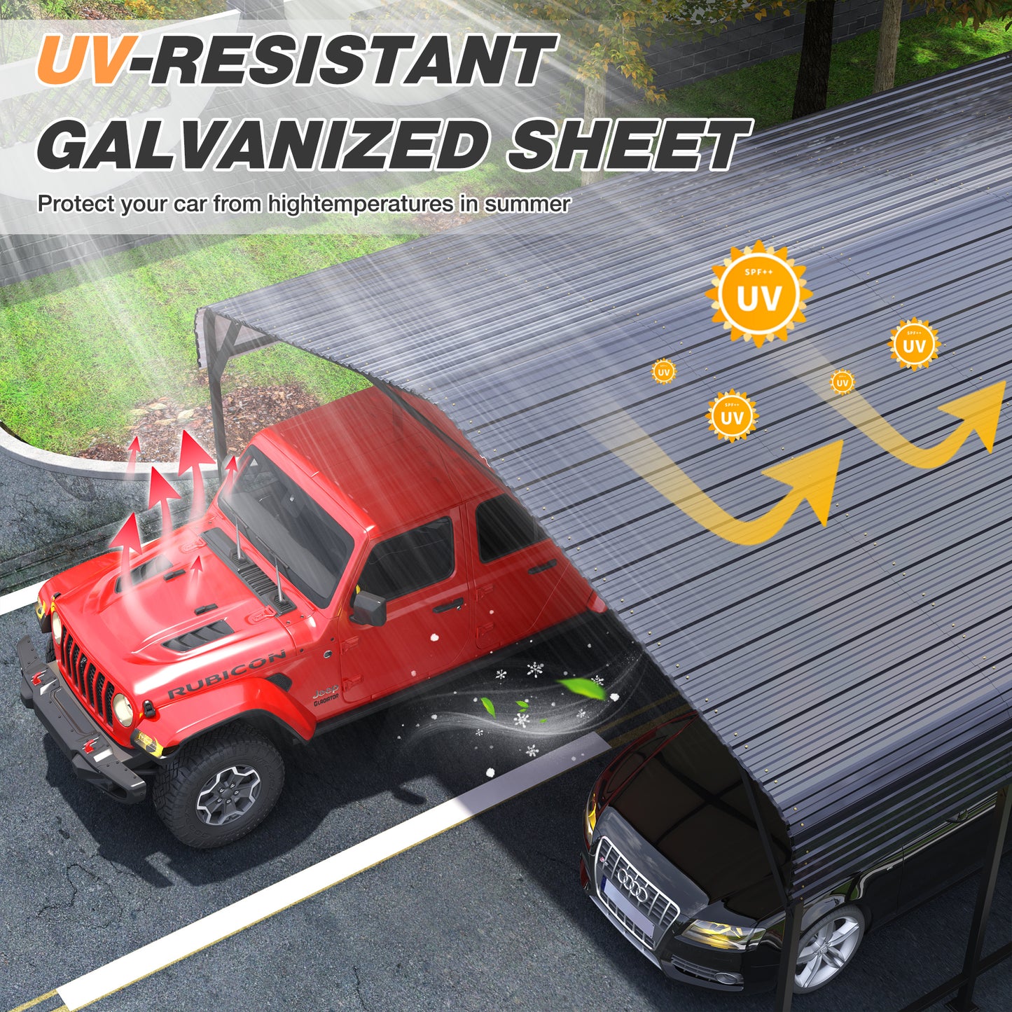 Polar Aurora 20x40FT Heavy-Duty Metal, Carport Shelter with Enhanced Base Garage for Vehicles, Boats and Trucks, in Classic Black