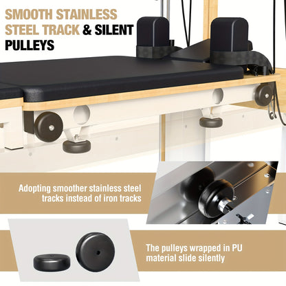 Pilates Equipment for Studios, for Cadillac Pilates Reformer Trapeze Pilates Reformer Machine for Home Gym, Pilates Exercise Equipment with Jump Board, Adjustable Resistance