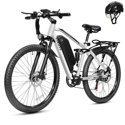 Electric Bike for Adults, 27.5" Mountain E-Bike, Brushless Motor, 48V 20.8Ah Up to 80 Miles Range, Full Suspension Step-Over Electric Bicycle And a Helmet Will Be Included As a Gift