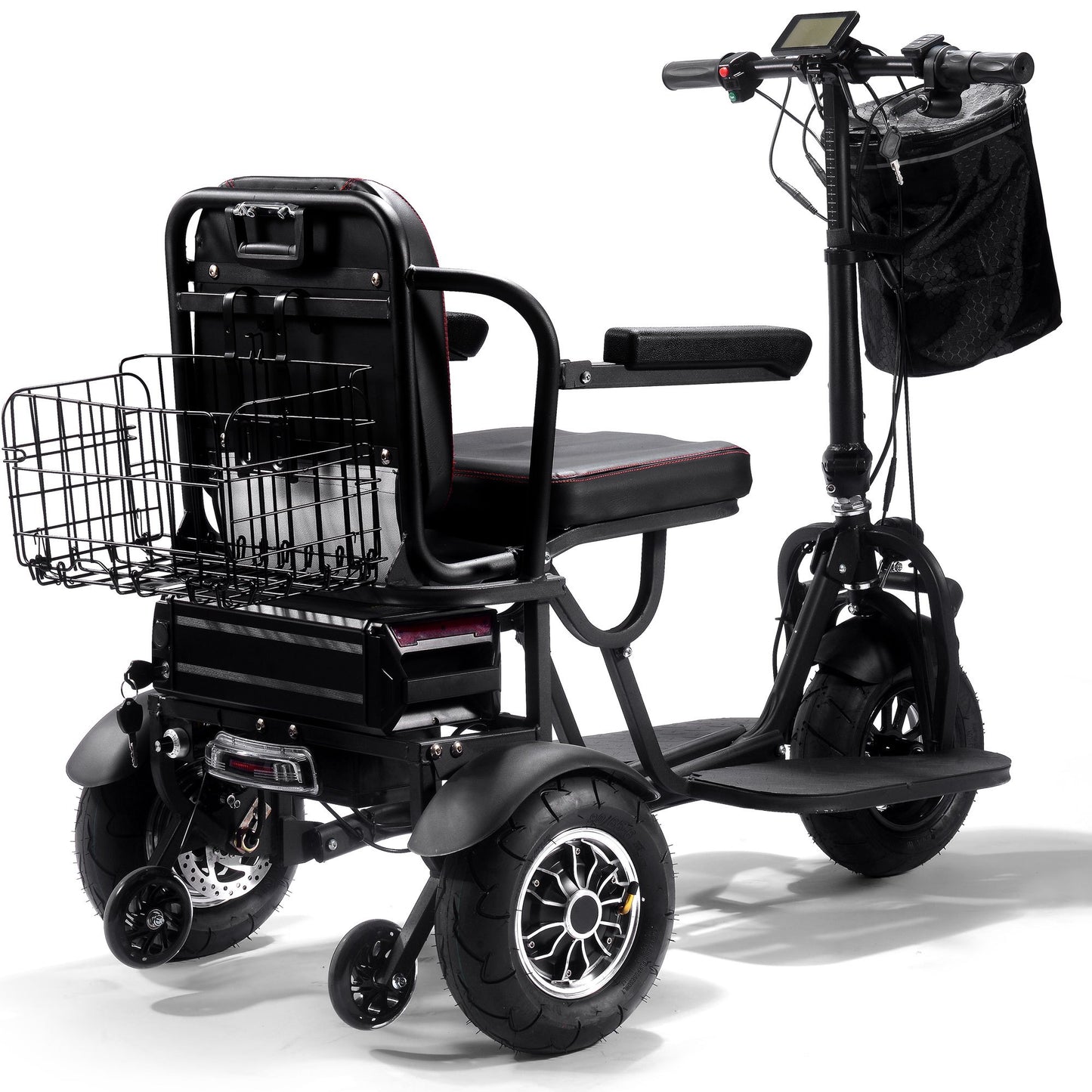 MotoTec Folding Mobility Electric Trike 48v Dual Motor Lithium Black- Speed may vary based on rider weight and riding conditions