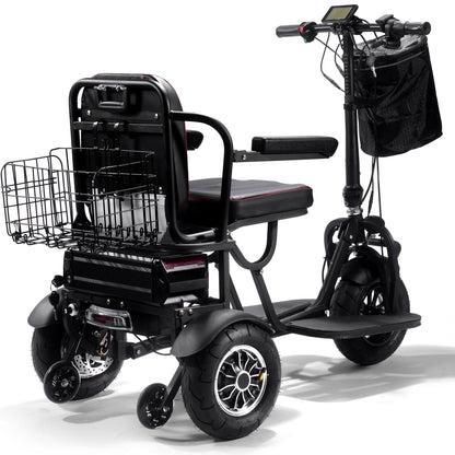 MotoTec Folding Mobility Electric Trike 48v Dual Motor Lithium Black- Speed may vary based on rider weight and riding conditions