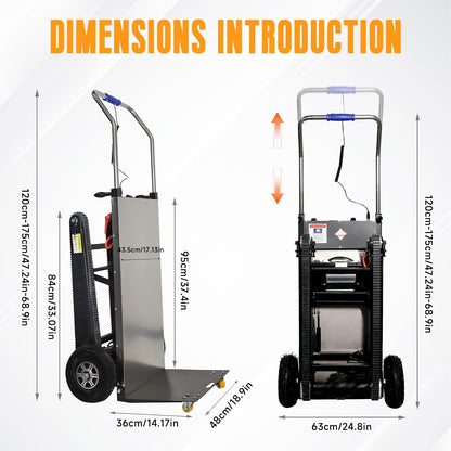 Sturdy Stair Climbing Trolley - Supports Up to 900 Pounds, Features 3 Folding Modes, Telescopic Handle, And Portable Design | Ideal for Mobile, Warehouse, And Business Applications