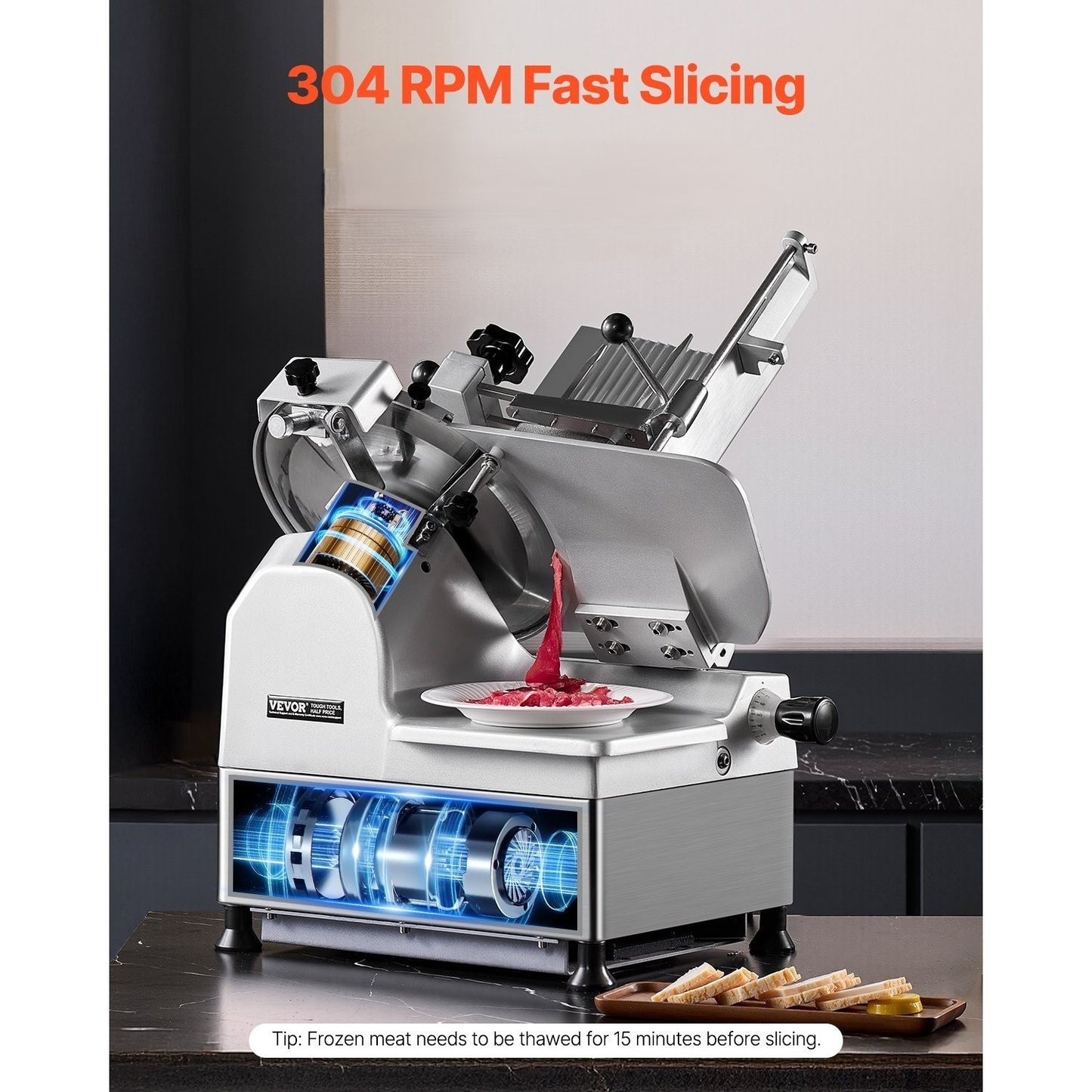 Meat Slicer 550W 12" Electric Deli Food Slicer for Frozen Meat Bread Cheese