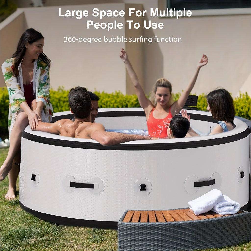Outdoor Inflatable Hot Tub Spa For Adults, Foldable Tub With Adjustable Heating, Mood Lights And Insulated Cover, Built In Filtration System For Relaxation, Recovery And Backyard Enjoyment