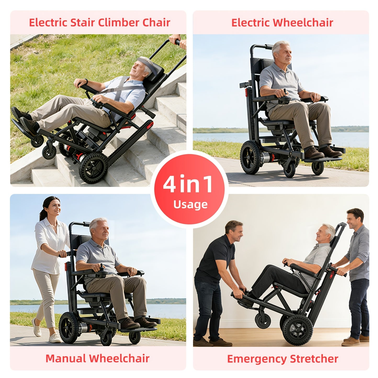 Nihhcune Electric Stair Climber | Intelligent Electric Wheelchair With 13Ah Lithium Battery, 15-Mile Range, Quickly Foldable For Easy Travel, Supports Up To 310 Lbs