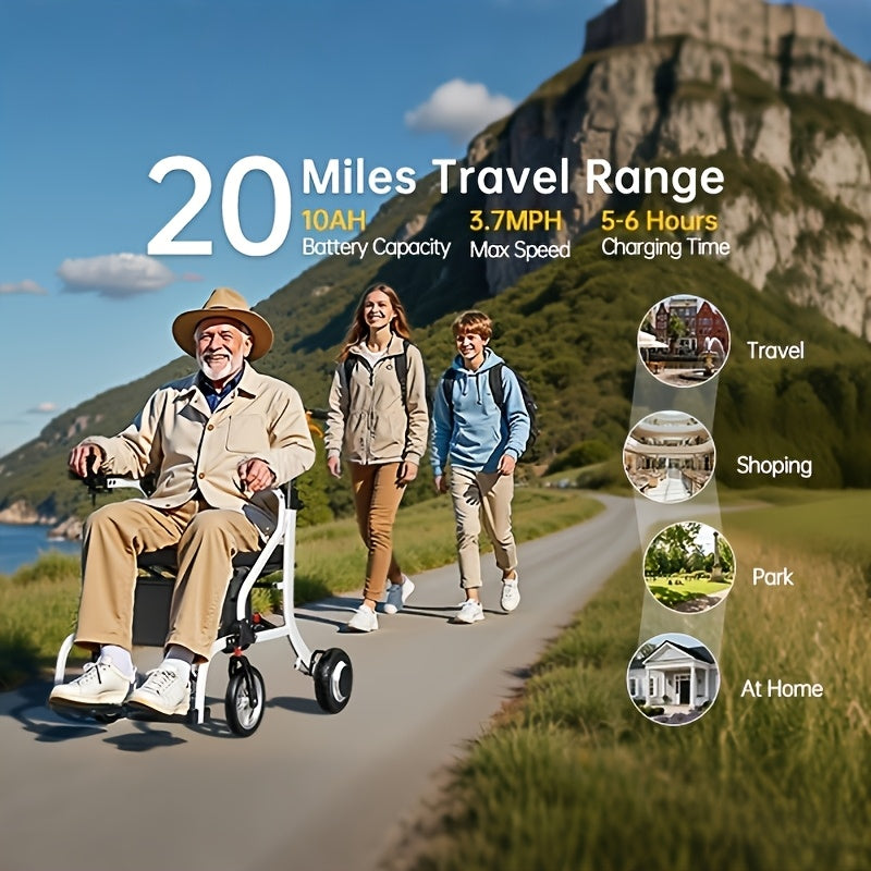 Versatile 2-In-1 Electric Wheelchair And Walker, Featuring a Lightweight Aluminum Alloy Frame That Weighs 38 Pounds. It'S Easy to Transport, Offers an Impressive Range of 20 Miles, And Can Support Up to 300 Pounds