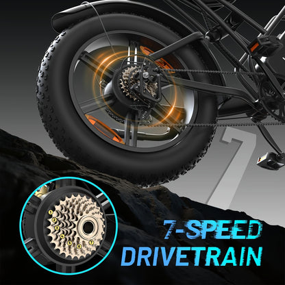 An Electric Bicycle Equipped with a 48 Volt 500 Watt Motor, 20 Inch Wide Tires, Heavy-Duty Design, Comfortable Suspension System, a Choice for Adventure Enthusiasts. Excellent