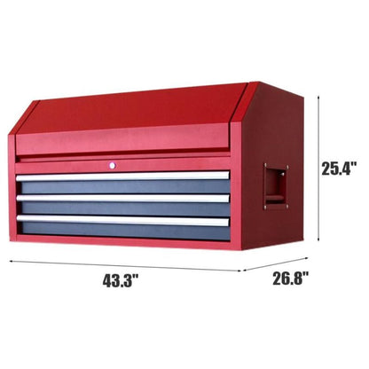 41 in. W x 24. 5 in. D Heavy Duty Rolling Tool Chests and Cabinets Combo, 20 Gauge Steel, 11-Drawer Garage Workshop Tool Chest and Top Tool Cabinet Set (11 Drawers - Red+Black)