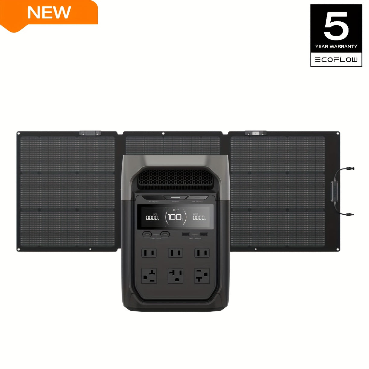 ECOFLOW DELTA 3 Portable Power Station & 20W GaN Charger Solar Generator - 1024Wh LiFePO4 Battery, 1800W Output, 56-Min Fast Charge, Dual-Power (Battery/), 10-Year Durability for Home Backup, Outdoors, RV, Camping - Compatible