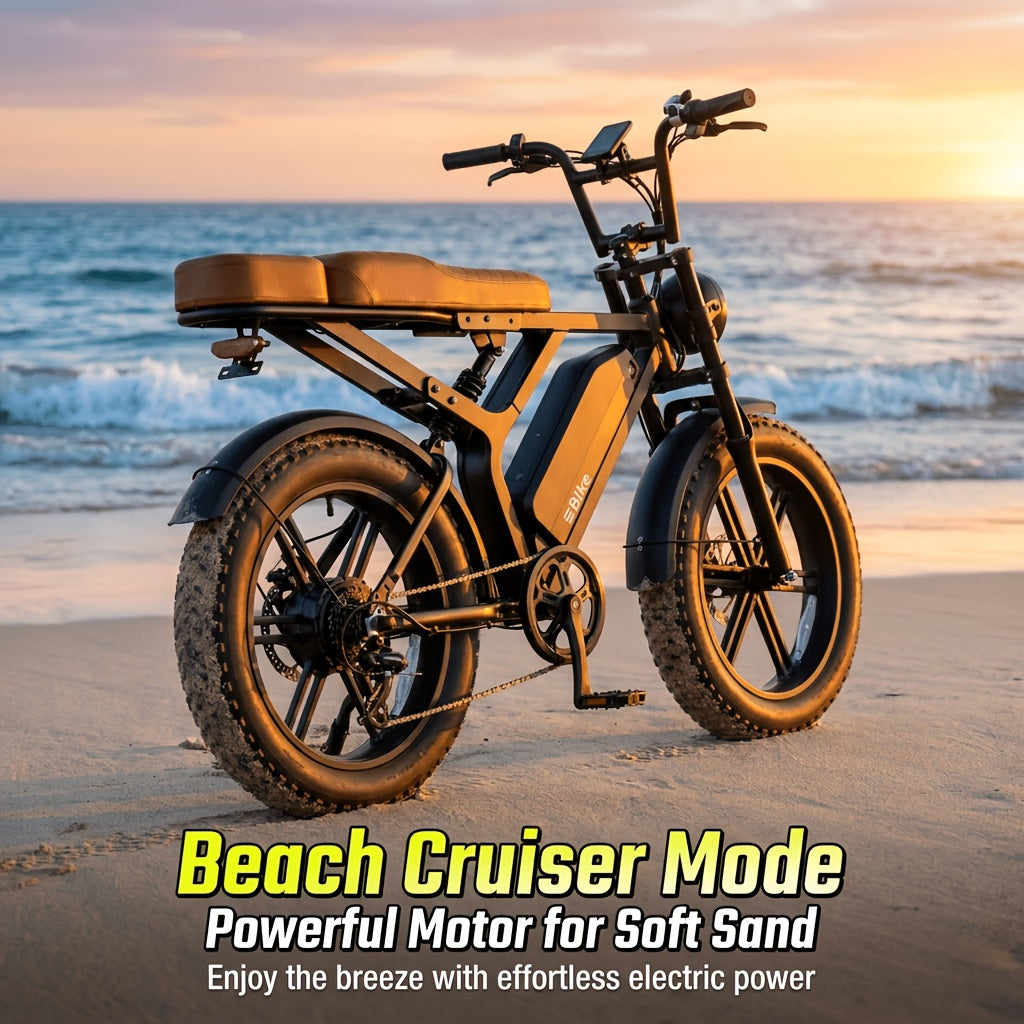 27.9 Miles Per Hour Electric Bicycle, Adult Model, 749 Watt Motor, 48 Volts 15 Ampere-Hour Battery, 20 Inches X 4.0 Inches Wide Tires, Full Suspension All-Terrain Design, As a Gift for Family Members
