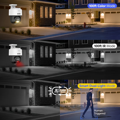 ANNKE CPT500 3K Security Camera System With Auto-Tracking, 345°Pan 80°Tilt, 8CH 12MP NVR With 4TB HDD, 8pcs 3K PoE Cameras Home Surveillance Wired, AI Human Detection, Smart Dual Light&2-Way Talk