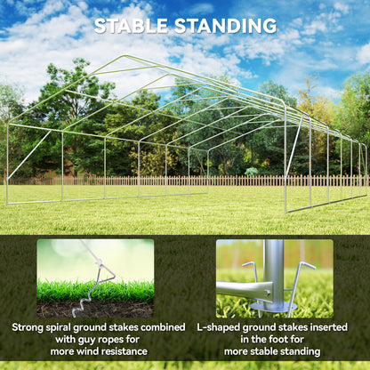 23' X 39' Large Outdoor Carport Canopy Party Tent with Removable Protective Sidewalls& Windows, White
