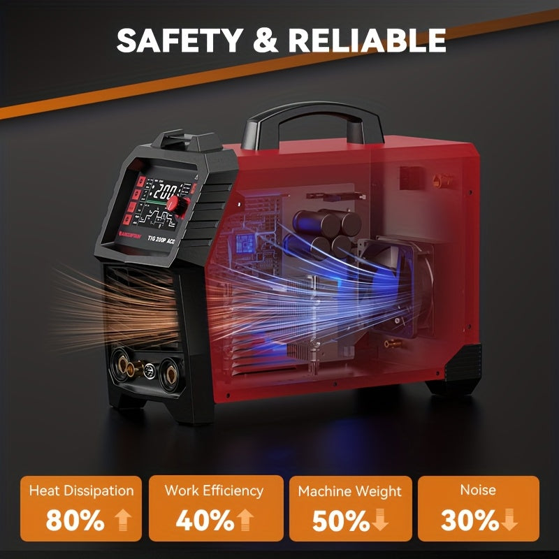 ARCCAPTAIN TigACDC Welder, 7-in-1 Welding Machine, TIG, DC Pulse TIG, AC TIG, AC Pulse TIG, AC Pulse TIG (Square Wave), AC Pulse TIG (Triangular Wave), STICK, And SPOT TIG. Voltage Input (110V/220V)