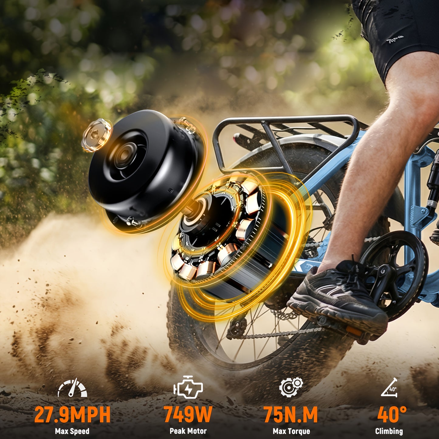 ESKUTE M300F Electric Bike for Adults 80Miles, 20.8ah Long Range And Removable Battery, 20x4 Tire Electric Mountain Bike for Men Women