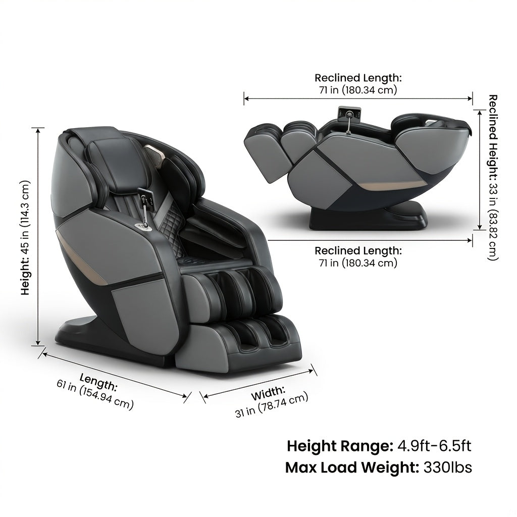 Yitouch Massage Chair, Full Body Massage Chair, Zero Gravity Chair, Portable Direct Rail Kneading Massage Chair, Safety Airbags, Foot Rollers, Gray Color