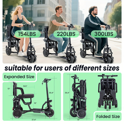 Mobility Scooters for Seniors, Dual Front Wheels, Autopilot Cruise Control, Airline Approved, 20 Miles Electric Scooter, 3 Gear Speed, Ultra Lightweight Folding Scooter