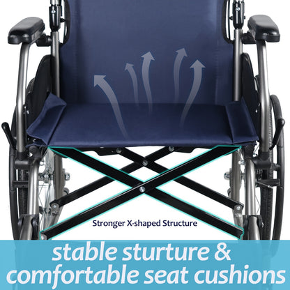 [only 23lbs] Multi-function Manual Wheelchair with Handbrake, Adult Wheelchair, Light Foldable Wheelchair, 20-inch Rear Wheel, Foldale Pedal, for Seniors
