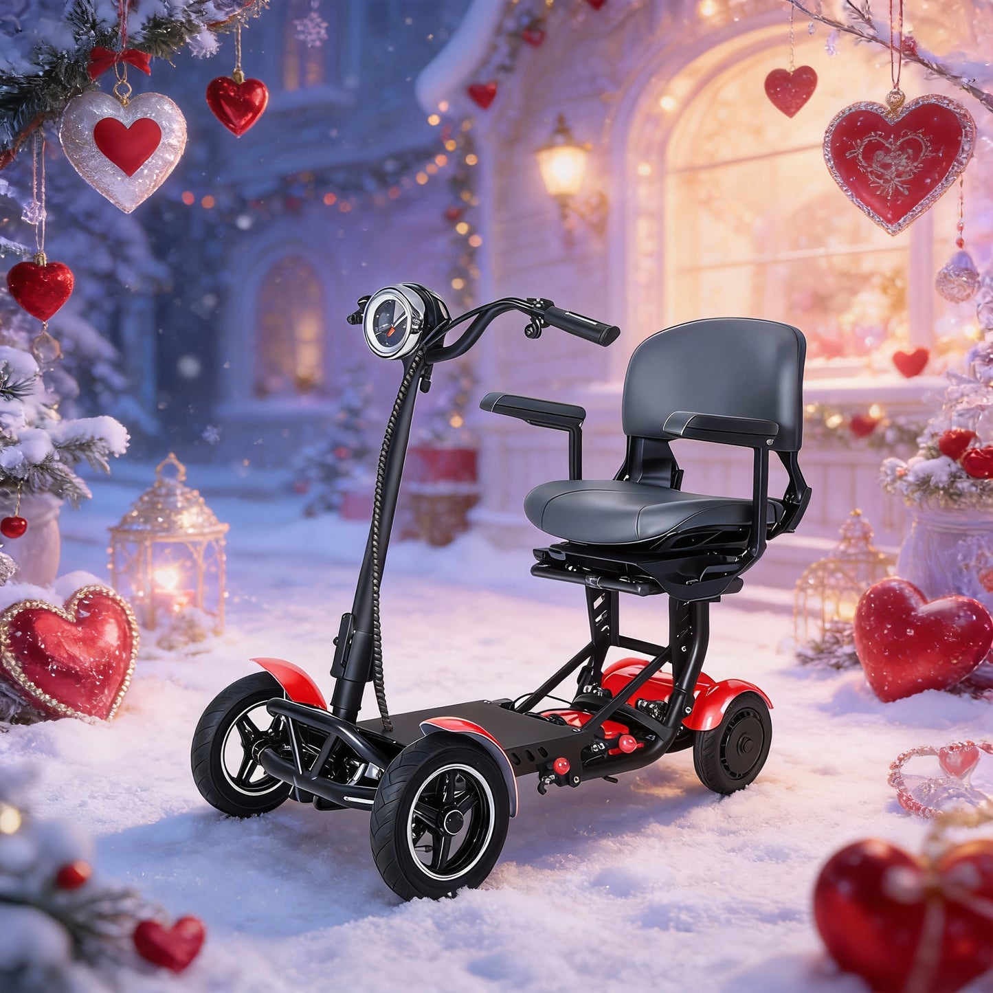 Electric Folding Four-Wheel Scooter 500W 11MPH 36V15.6AH 30 Miles Range 330LBS Load Capacity Mobility Scooter With Basket