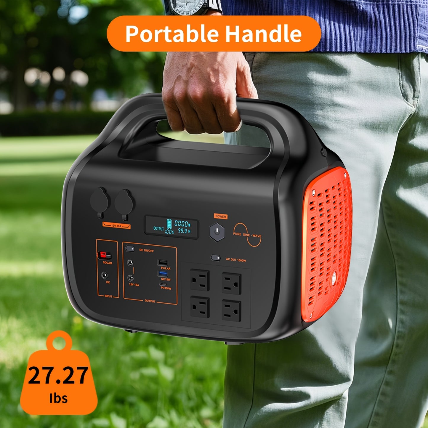 1000W Portable Power Supply Featuring a 200W Solar Panel, 1075Wh Lithium Battery Backup, 120V/1000W AC Outlet, Solar Generator, Ideal for Home, RV, Outdoor Activities, Camping, And Emergency Situations