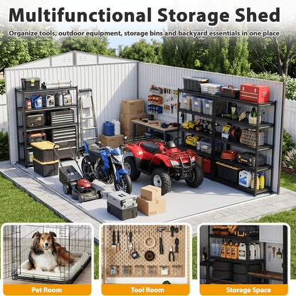 12ft. X 20ft. Metal Storage Shed with Sloped Roof And Lockable Door, Black