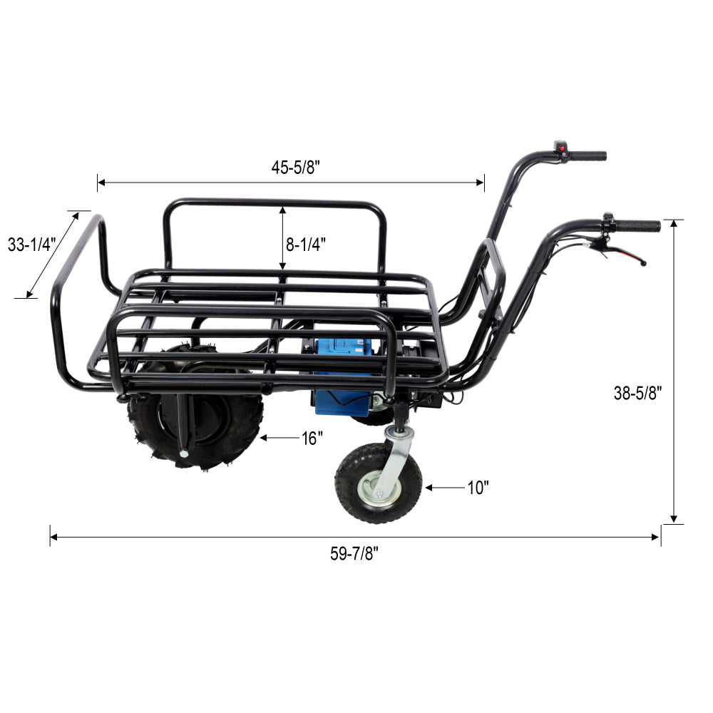 Electric Transportation Cart, 24V DC 350W Motor Powered Utility Garden Wagon Dump Cart, 265 Lbs Load Capacity with Metal Handle And 16' Track Wheels, Yard Cart And Wagons for Lawn