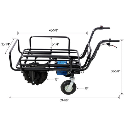 Electric Transportation Cart, 24V DC 350W Motor Powered Utility Garden Wagon Dump Cart, 265 Lbs Load Capacity with Metal Handle And 16' Track Wheels, Yard Cart And Wagons for Lawn