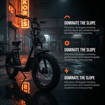 Electric Off-Road Scooter with Seat, Front And Rear Disc Brakes, Rear Wheel with ABS Anti-Lock Braking System for Safer Sudden Stops. Ultra-Long Range of 50 Km, Suitable for City Roads And All-Terrain Off-Road Use