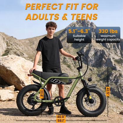 2 Pack ESKUTE's Latest 2026 Electric Bicycle Model for Adults/Teens - Removable Battery Electric Bike, 16" ×4" Tire, 749W Peak Motor, 48V 13Ah Removable Battery, 7-Speed, The Best Choice for Gifts, Includes Free Phone Bag and Combination Lock