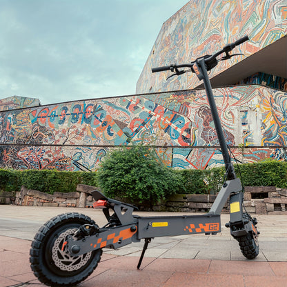 Electric Scooter Adults 700W Motor 48V Battery 34-42 Miles Range Dual Suspension 10 Inch Off Road Tires Front Rear Disc Brakes Foldable E Scooter