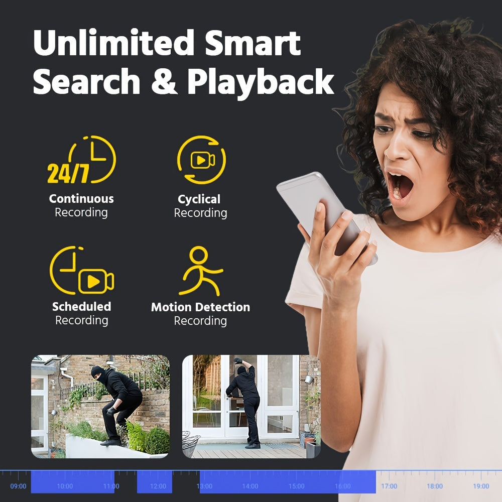 ANNKE CPT500 3K Security Camera System With Auto-Tracking, 345°Pan 80°Tilt, 8CH 12MP NVR With 4TB HDD, 8pcs 3K PoE Cameras Home Surveillance Wired, AI Human Detection, Smart Dual Light&2-Way Talk